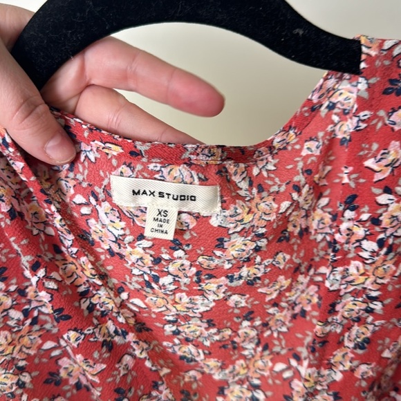 Max Studio Red Floral Wrap Summer Sleeveless Dress Size XS - Picture 4 of 6